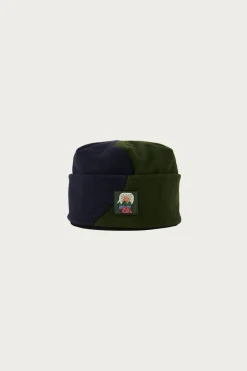 Organic Panel Polar Fleece Beanie - Navy/Olive