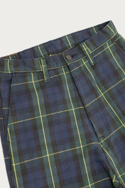 11oz Tartan Check PORT Baggy Pants - Navy