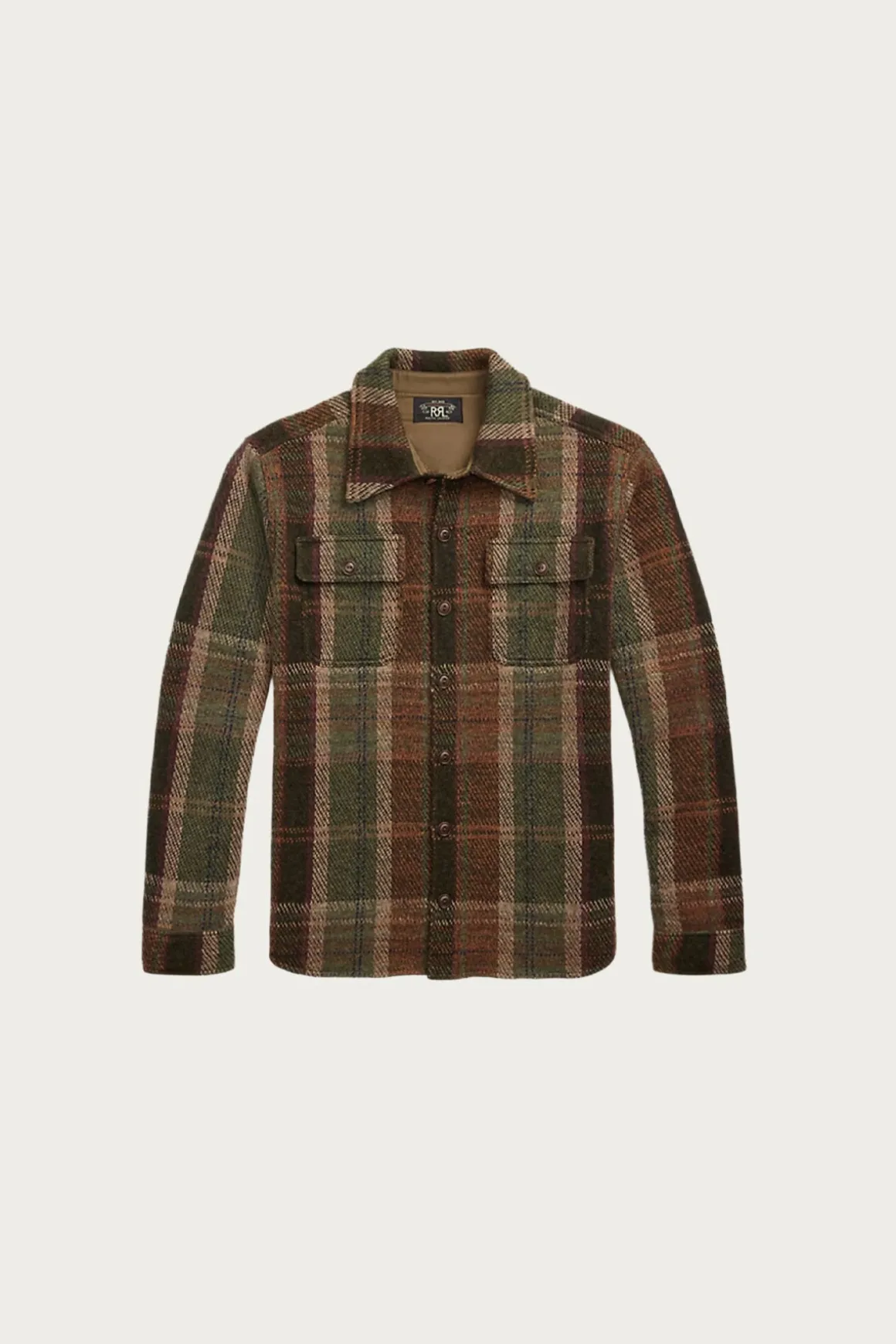 Plaid Wool-Cashmere Workshirt Sweater - Olive Multi