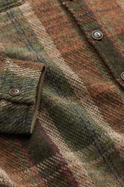 Plaid Wool-Cashmere Workshirt Sweater - Olive Multi