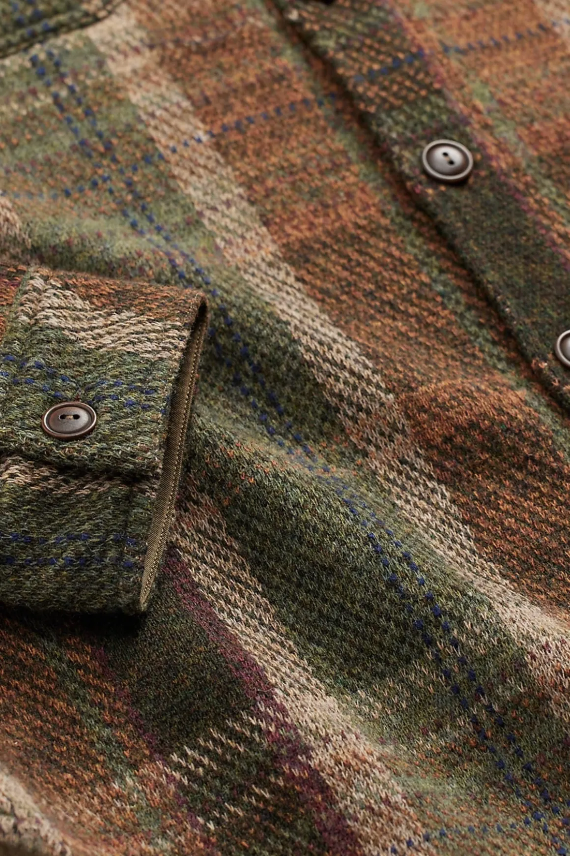 Plaid Wool-Cashmere Workshirt Sweater - Olive Multi