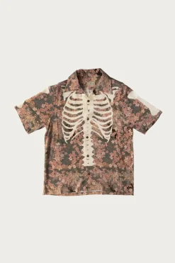 Rayon SAKURA-BONE Aloha Shirt - Khaki
