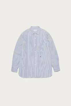 Regular Collar Stripe Wind Shirt - Navy