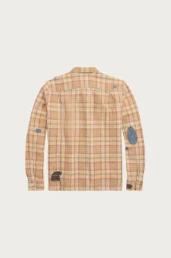 Repaired Plaid Twill Camp Shirt - Orange/Multi