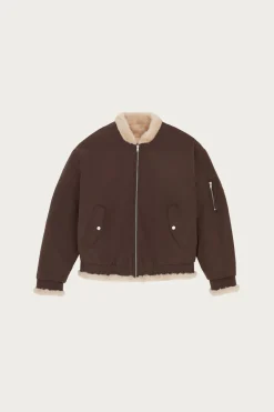 Reversible Faux Fur Bomber Jacket - Brown/Tan