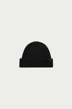 Ribbed Merino Beanie - Black