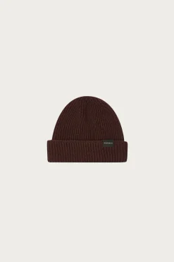 Ribbed Merino Beanie - Burgundy