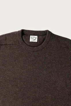Simple Crew Neck Sweater Crafted in Japan - Brown