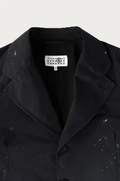 Single Breasted Paint Splatter Jacket - Black