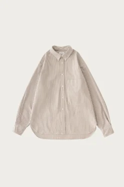 Studio Nicholson x Beams+ Lisa Oxford Shirt - Brown/White Stripe