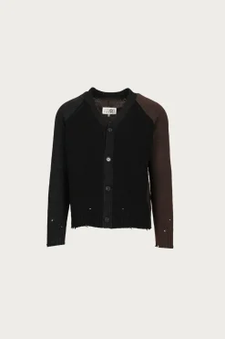 Two-Tone Cardigan - Black/Brown