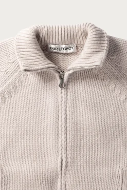Ultra Zip Cardigan - Bone Low Twist Merino