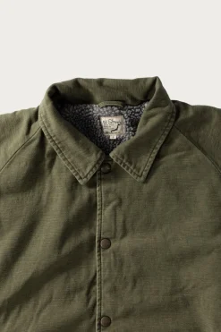 Vintage Washed Coach Jacket w/ Fleece Lining - Dark Olive