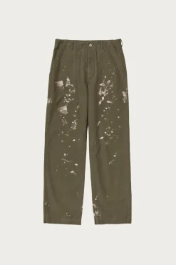 Washed Baggy Satin Bleached Baker Pants - Khaki Brown