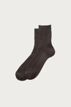 Washi/Recycled Cotton Rib Crew Socks - Dark Grey