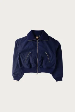 Water-Repellent Canvas ZIP-UP Blouson - Navy
