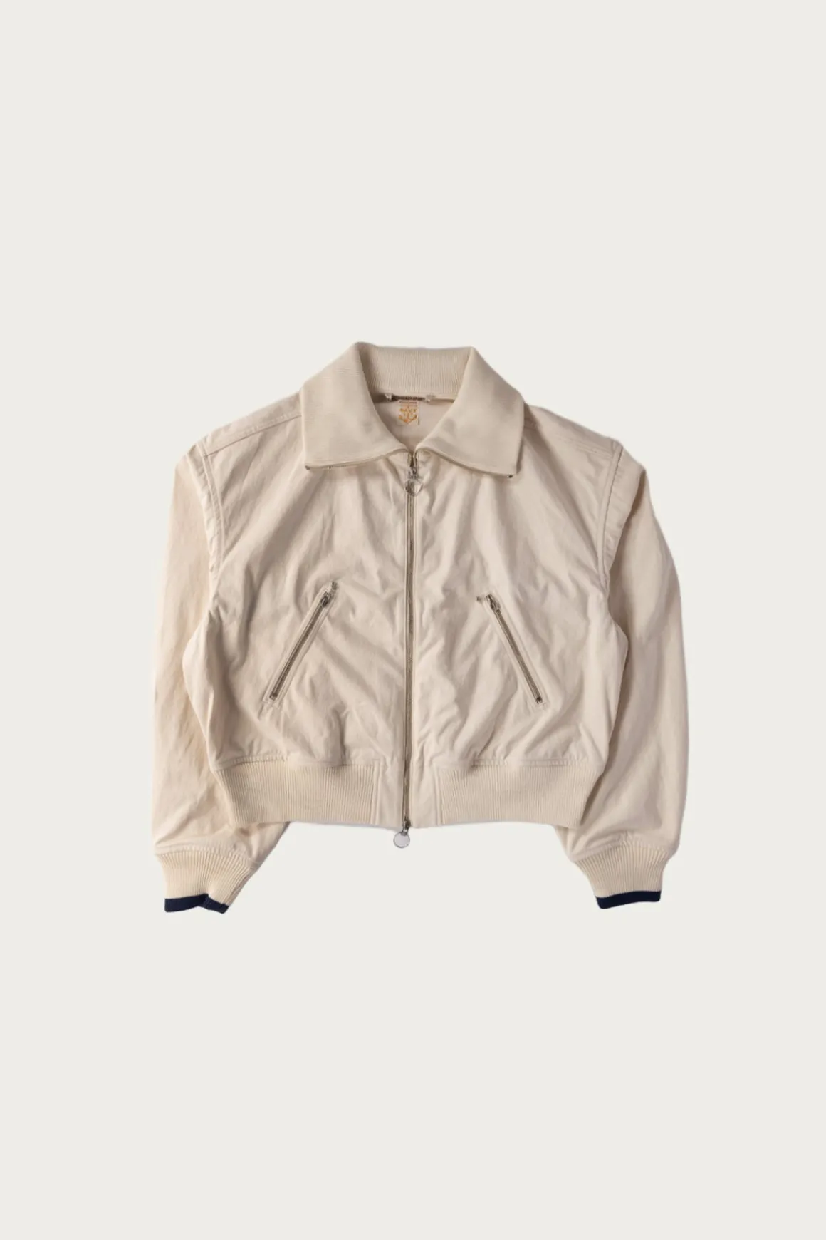 Water-Repellent Canvas ZIP-UP Blouson - Natural