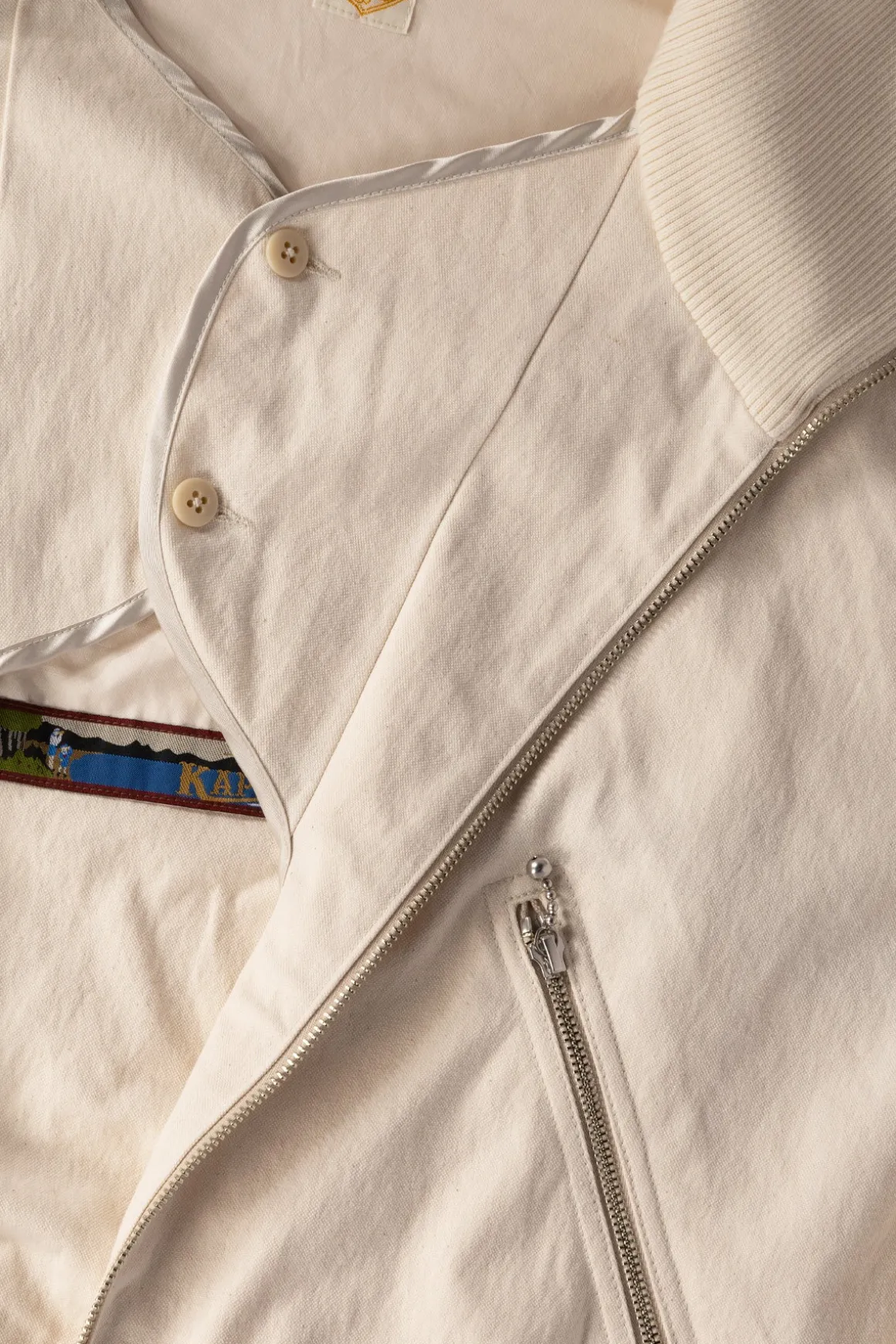 Water-Repellent Canvas ZIP-UP Blouson - Natural