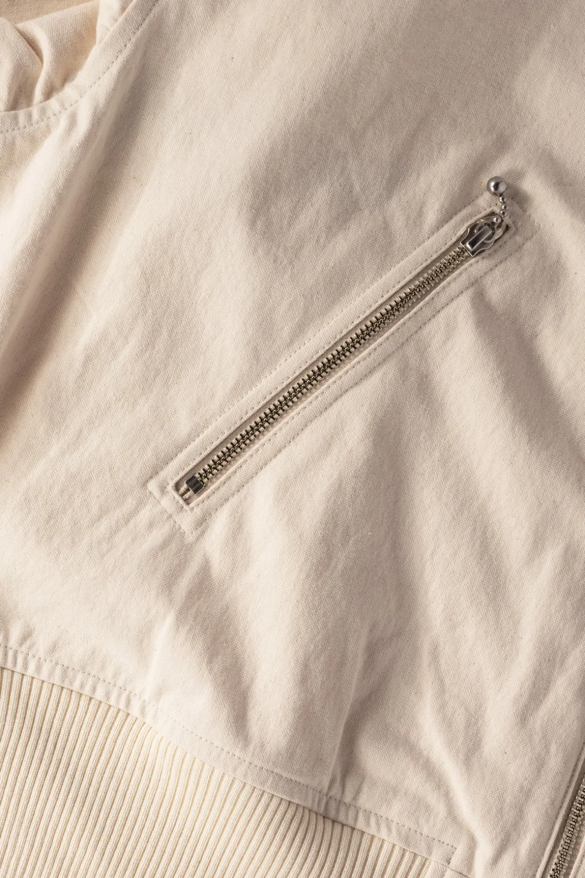 Water-Repellent Canvas ZIP-UP Blouson - Natural
