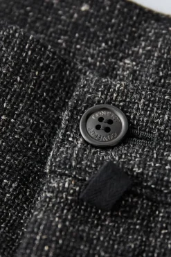 Wool Cotton Linen Melange Tweed Trousers - Black