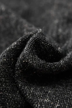 Wool Cotton Linen Melange Tweed Jacket - Black