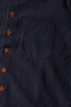 Wooly Gingham One Pocket Shirt - Navy