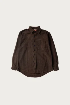 Wooly Gingham One Pocket Shirt - Brown