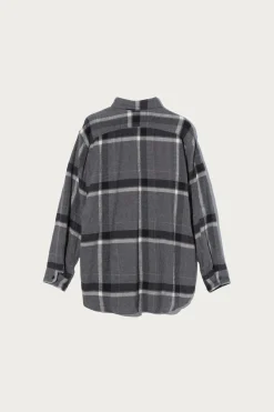 Work Shirt - Grey/Black Cotton Brushed Big Plaid