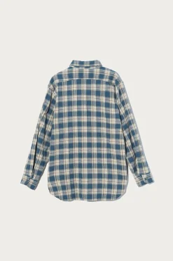 Work Shirt - Navy Cotton Plaid Jacquard