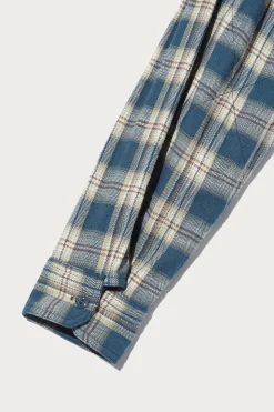 Work Shirt - Navy Cotton Plaid Jacquard